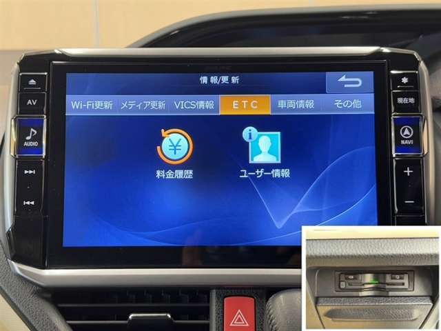 ETC付きです。高速道路料金所での小銭の出し入れや雨天時における窓の開け閉めなどの煩わしさが解消できます。料金所の通過もスムーズで快適ですよ。