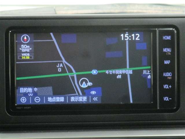 トヨタ純正ナビゲーション付き♪TV・CD・AM・FMが視聴可能☆使い勝手も良く、操作も簡単です！お気に入りの選曲で、通勤・ドライブを快適にどうぞ♪