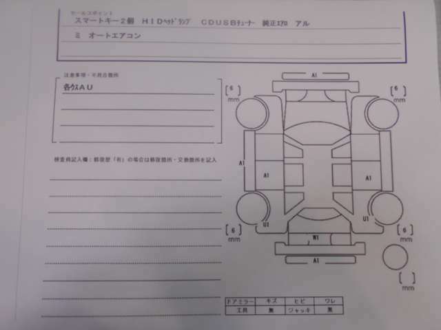 車両状態表　修復歴なし　ウスキズ　小エクボ等はありますが全体的にきれいなお車です