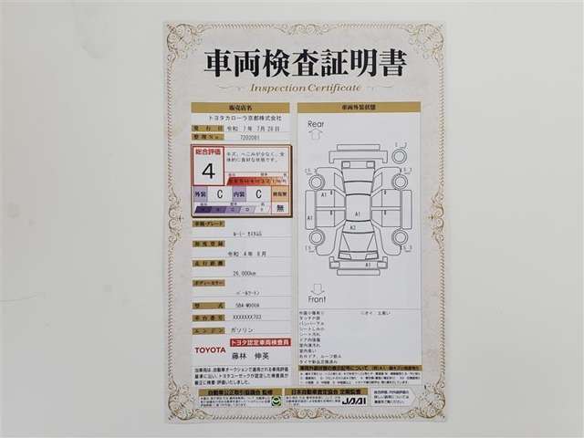 品質評価証明書つき！