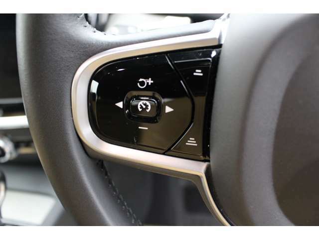 ステアリング左のスイッチは、設定された速度に自動調整しながら前方車両に追随できるアダプティブコントロールと車線の中央を走るようステアリングをコントロールするパイロットアシストのスイッチとなります。