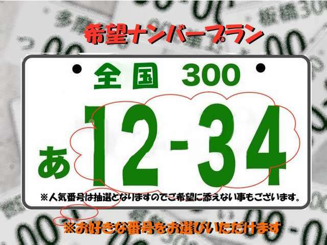 記念日やラッキーナンバーでプレートナンバーを申請できます！！※777など人気の番号は抽選となるためご希望に添えないこともございます。