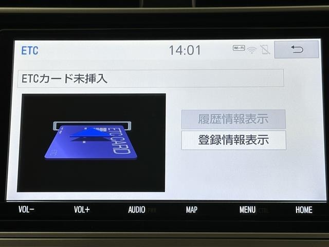 ナビ画面に連動したETCを装備しています。　過去に利用した利用料金も一目で分かって、とっても便利です。　ETCの抜き忘れ、挿し忘れも警告してくれるので安心ですね。