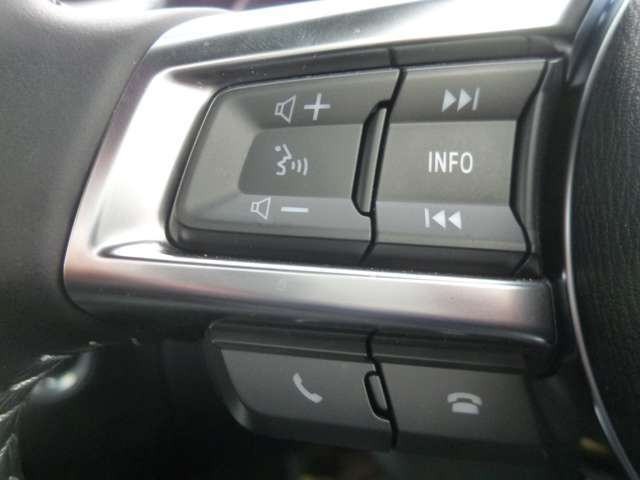 ステアリング左側にはオーディオコントロールスイッチを搭載。走行中でも簡単に音量の上げ下げ、曲の送り戻し、モードの切り替えが可能です。クイックに切り替えてお好みの音楽で楽しいドライブを！