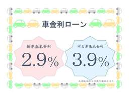 ローンは中古車3.9％～　　　　ローン会社は三井住友カード・プレミア株式会社・オリコプロダクトなどを扱っております。