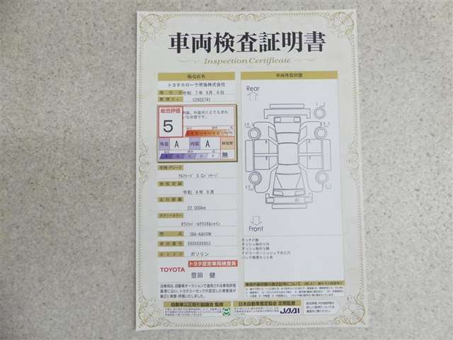 こちらにお車の状態が記入されています！
