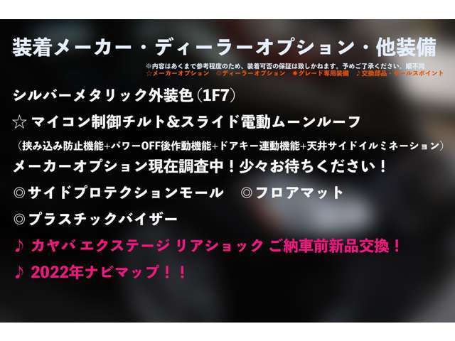 装着装備です！メーカーオプション調査中です！