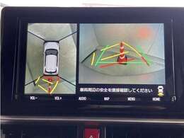 真上から見下ろしたような視点で車とその周囲を確認出来る画面と、車両後方を映し出すバックモニター画面の2つを表示してくれます。