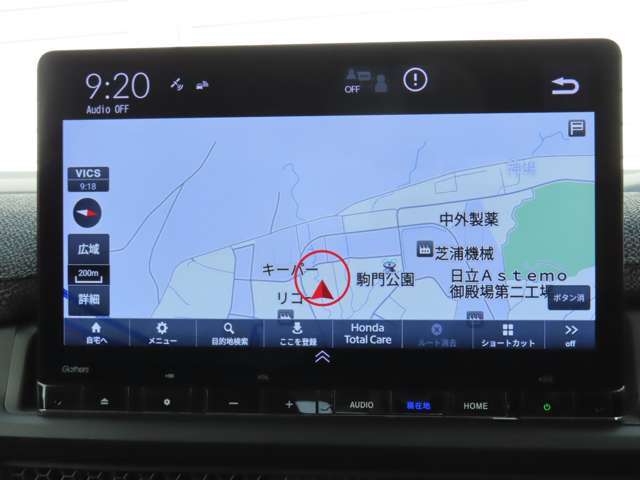 ホンダ純正11.4inchナビゲーション。かなり大画面です。インターナビによる渋滞情報で最短ルートで案内してくれます。