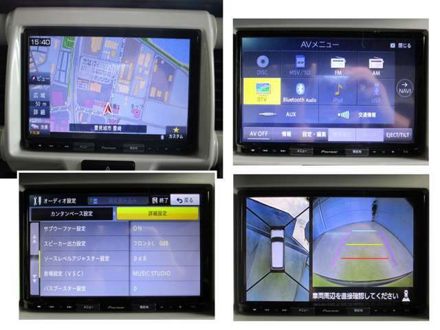 パイオニア製8V型ワイドナビ（AVIC-RLS901）。■フルセグTV/CD/DVD/AM/FM/BluetoothAudio/SD/ミュージックサーバー/USB。■アラウンドビューモニター表示。