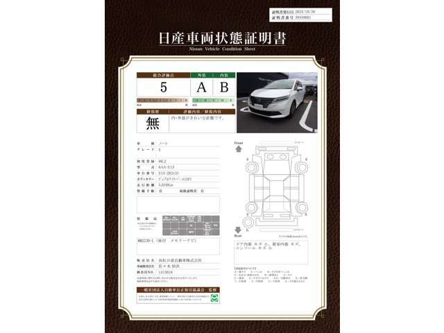 日産認定証明書