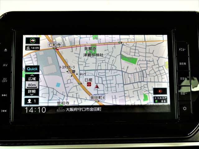 【大画面ナビ】人気の大型モニターナビを装備。存在感のある大画面はインパクト大！ナビ利用時のマップ表示は見やすく、テレビやDVDは臨場感がアップ！いつものドライブがグッと楽しくなります♪