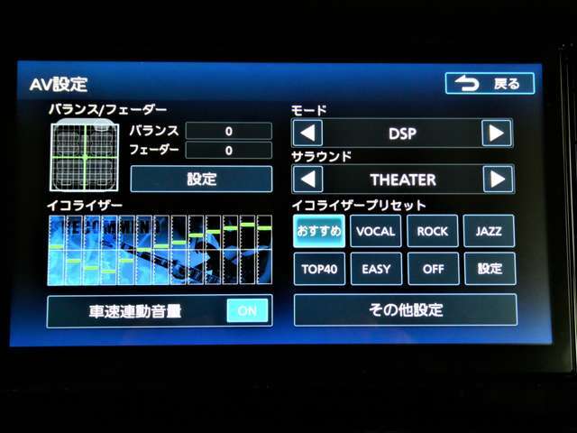 オーディオコントロールも充実♪好みのサウンドチューンがドライブをよりいっそう楽しくしてくれます♪