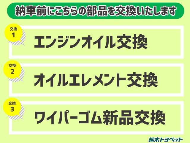 納車前にこれらの部品を交換いたします！