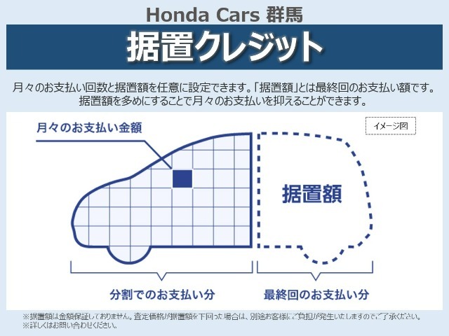 お客様のカーライフをサポートする買い方「Honda据置クレジット」ぜひご検討ください。
