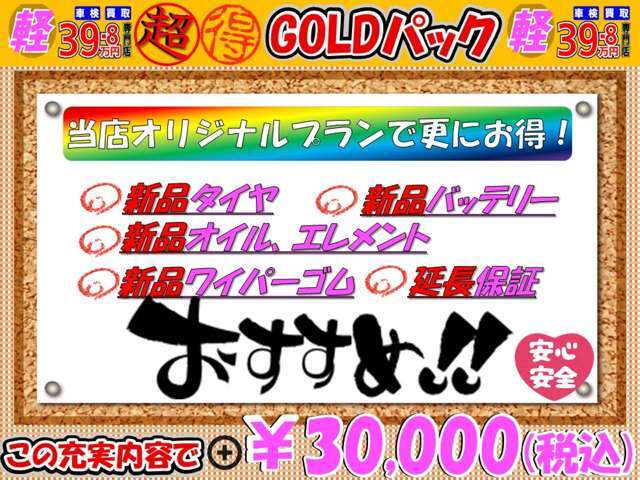 当店おススメのお得なGOLDプラン！！諸費用固定で安心と安全をお届け致します♪