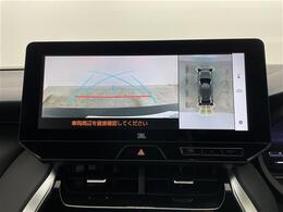 【全方位モニター】まるでクルマを真上から見下ろしたかのような視点で駐車をサポートします！クルマの斜め後ろや真横など、前後左右の4つのカメラの映像が合成されて、モニターに映し出されます。