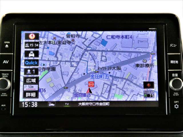 【大画面ナビ】人気の大型モニターナビを装備。存在感のある大画面はインパクト大！ナビ利用時のマップ表示は見やすく、テレビやDVDは臨場感がアップ！いつものドライブがグッと楽しくなります♪