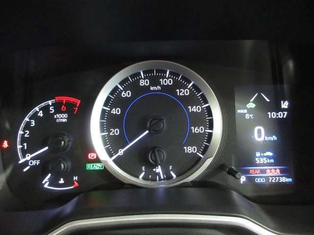 スッキリとした見やすいデザインのメーターです、運転に必要な情報を集約して表示します。