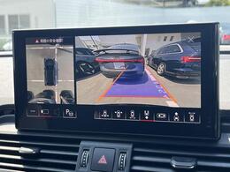 サラウンドビューカメラ『車両の4つのカメラから得た映像を合成し、上空から眺めているような映像をモニターに映し出します。車両周辺の歩行者や障害物などの発見に役立ちます。』