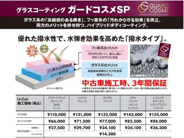 優れた撥水性でボディーを守ります！