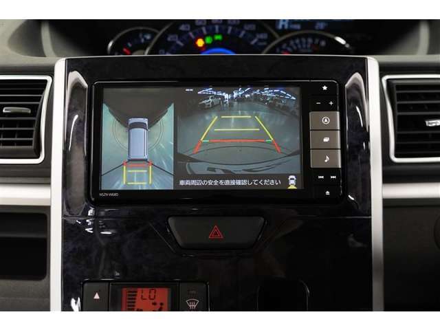 【全方位カメラ】 車の前後左右に取り付けられたカメラで、視線やバックモニターでは死角となる前方や真横も確認できます。狭い駐車スペースもスムーズに駐車できます。