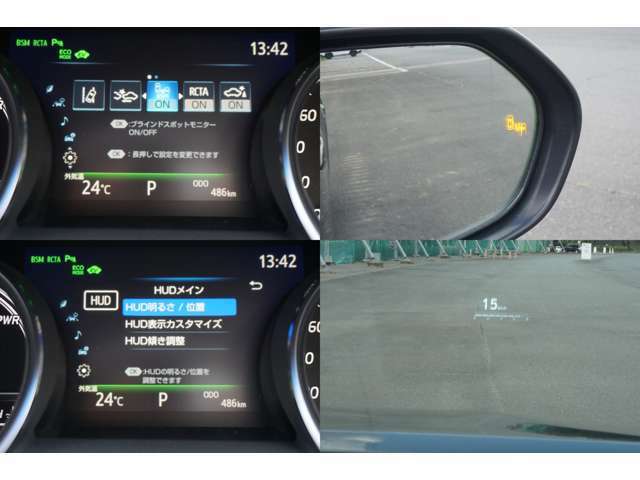 ブラインドスポットモニター・カラーヘッドアップディスプレイが付いています。