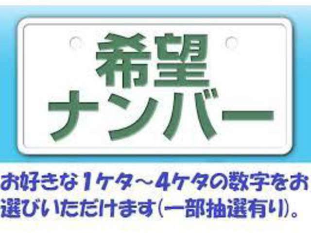 Aプラン画像：自動車のナンバープレートに自分の希望する番号を付けることができる制度です。　登録自動車のナンバープレートにある下4桁のアラビア数字について希望する番号が選べます。