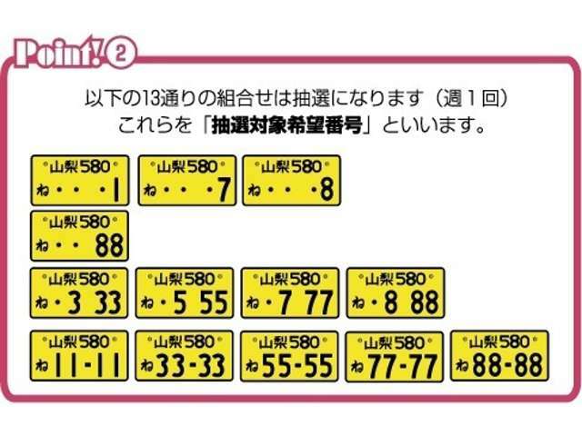 『運』が必要なナンバーもございます♪