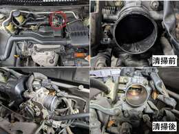 当店ではスロットルボディの洗浄を全車両行っております。スロットルボディは2～4万kmで洗浄する事が目安ですが洗浄されてない事も多く洗浄することで燃費の向上やエンジンの調子も良くなります！