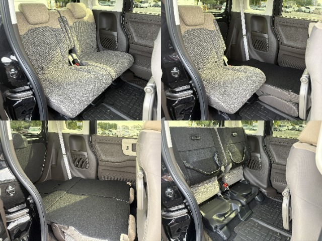 ☆ゆったりした座り心地のリアシート☆目立った擦れや汚れもありません☆背もたれを前に倒せば荷室が広がり、たくさんの荷物にも対応出来ます☆座面の跳ね上げも可能で高さのある荷物も積めます☆