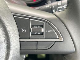 【クルーズコントロール】高速道路もラクラク走行。アクセルを離しても一定速度で走行ができ、長距離運転時の負担を軽減！加速・減速も簡単なスイッチ操作で調整できます。