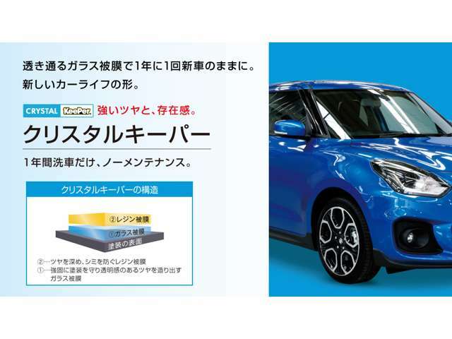 Aプラン画像：洗車だけ、ノーメンテナンスで1年耐久のボディガラスコーティングです。プラス1万円でフレッシュキーパーも可能です。