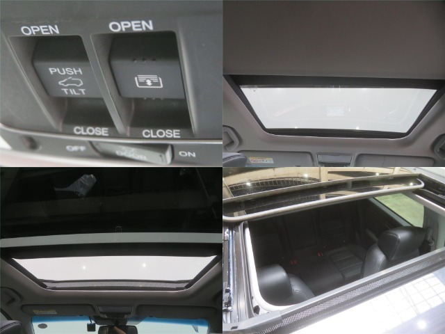 車内の開放感を一段と向上。車内の換気などに便利なチルトアップ機構付電動ガラスサンルーフ付きです。