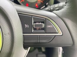 【クルーズコントロール】高速道路もラクラク走行。アクセルを離しても一定速度で走行ができ、長距離運転時の負担を軽減！加速・減速も簡単なスイッチ操作で調整できます。