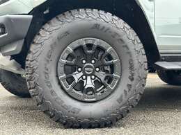 オプションのビードロック対応鍛造ホイールが装備されております。もちろん、ラプターなのでその気になれば本格的なオフロード走行も可能です。