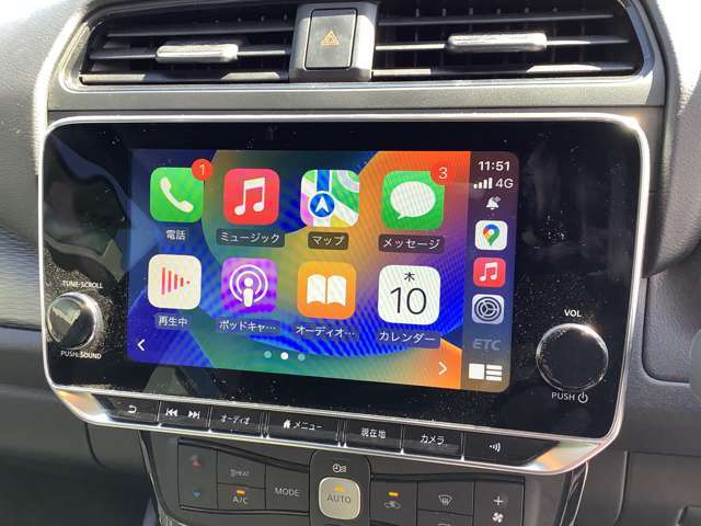 EV専用NissanConnectナビゲーションシステム（地デジ内蔵）Apple CarPlayAndroid Auto連携機能