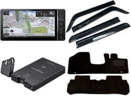 【お得な7インチ4点オプション】ワイド地デジナビ・ブルートゥース/ETC/ドアバイザー/フロアマット。ナビはハンズフリー機能付きでスマホ連動CD、DVD再生、録音可。画像のパーツはオプションで143,000円工賃込み