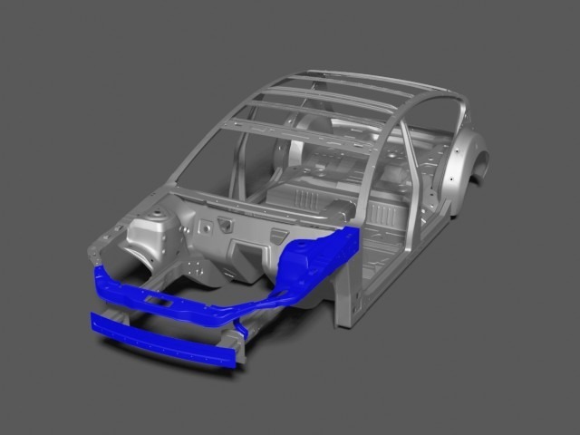 こちらは基本的な車両のレントゲン画像です。赤い部分は交換箇所、青い部分は板金箇所となります。詳しくはスタッフまで！！