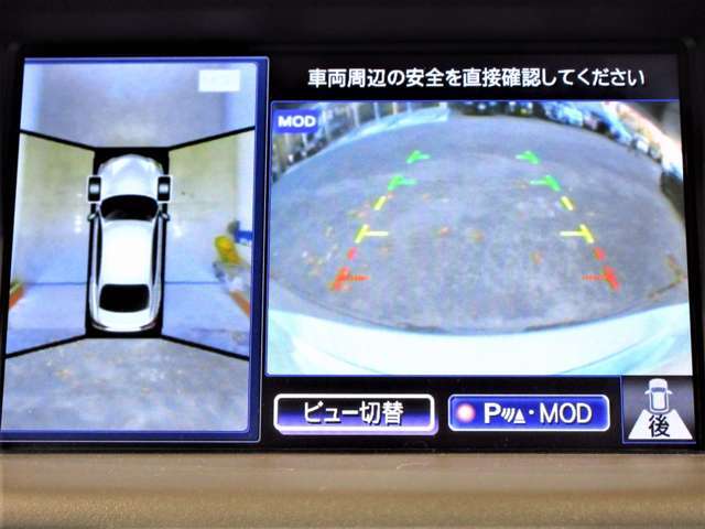 空の上から見下ろすように車の全周囲が表示されるアラウンドビューモニター☆