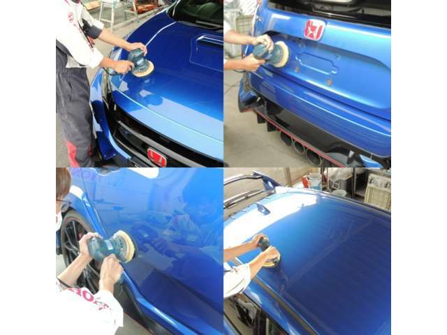 中古車仕上げセンターを併設！展示前・ご納車前にはプロの手によるボディーリフレッシュを全台、施工しております。ご希望の方にはボディーコーティングを実施しております。　※ボディーコーティングは有償です。