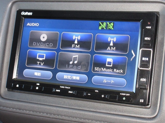 純正ギャザズメモリーナビ（VXM-204VFi）はフルセグ。　SDやCD録音、ブルートゥースが使えてとっても便利♪