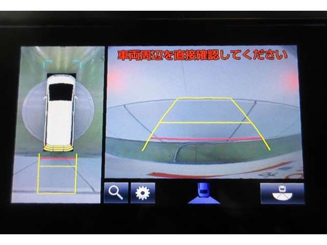 車両を上から見たような映像をナビ画面に表示するパノラミックビューモニター。