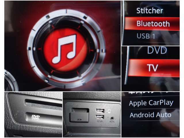 【スマホ連携も♪】　BluetoothやUSBは勿論、オプションのCD,TV、DVD搭載！またスマホのアプリの一部がコネクトで使用できるアップルカープレイ、アンドロイドオートにも対応♪