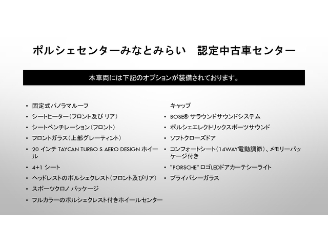 当車両のオプション一覧でございます。