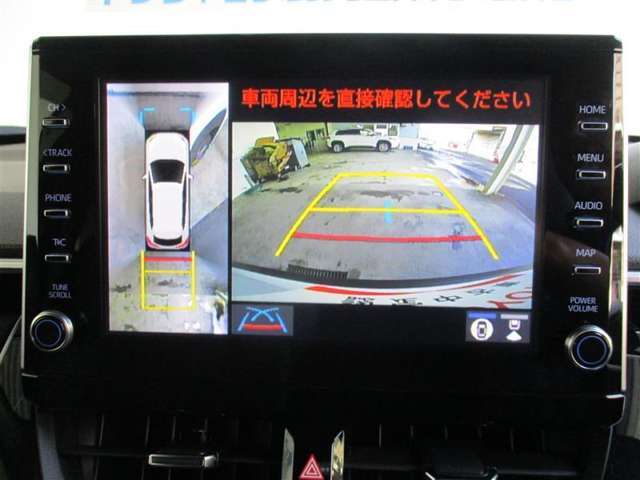 パノラミックビューモニター付きで車両を上から見たような映像をディスプレイオーディオ画面に表示
