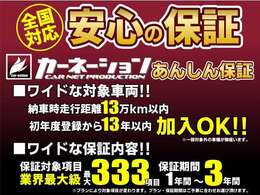 全国のディーラー様にてご使用頂けて、上限なしの保証をご用意しております！！