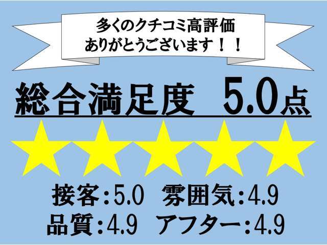 クチコミ高評価いただいております。お車のことならなんでもお任せください。