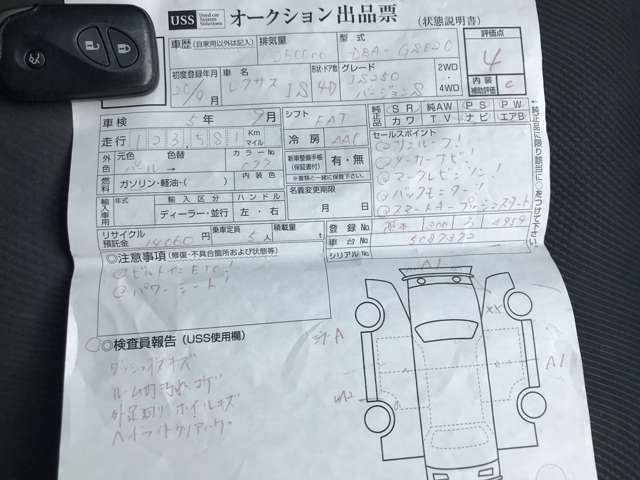 オークション会場の査定員からの出品票付きで流通経路の明確な車両です