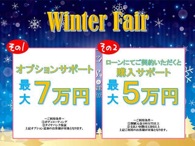 ☆Winter Fair成約特典☆詳しくは弊社中古車担当までご連絡下さいませ！